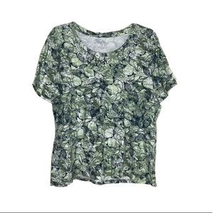 Coral Bay Green Seashell Print T Shirt Rhinestones